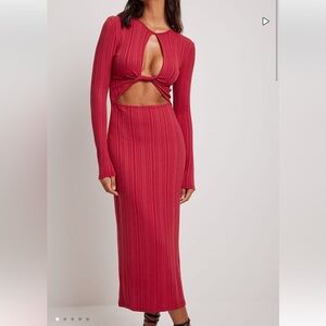 RED CUTOUT ONLY USED ONCE MIDI DRESS